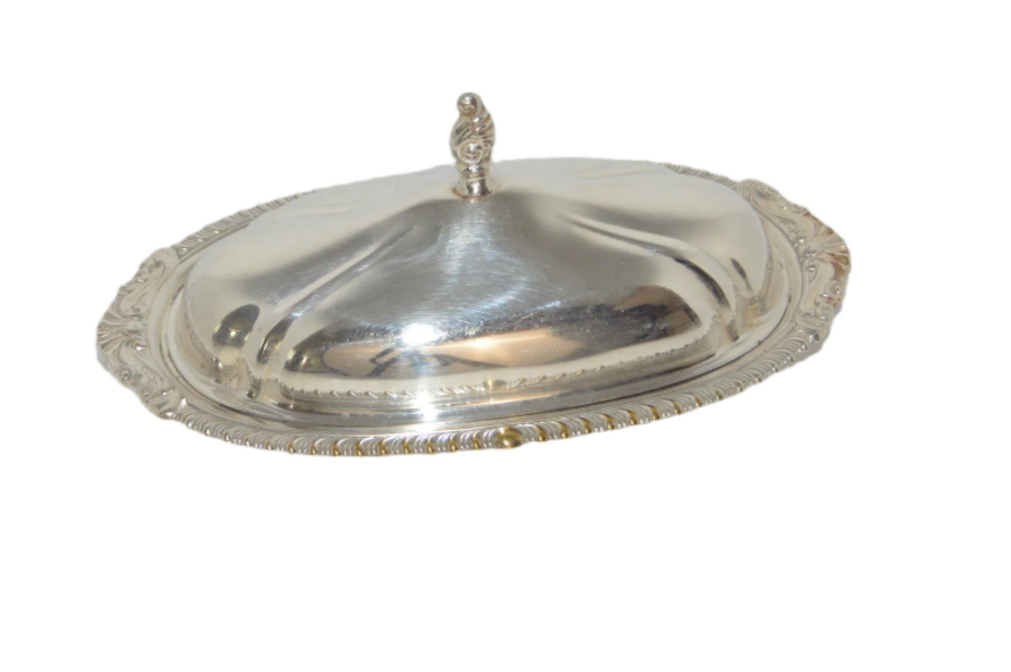 Vintage silver-plated Butter Dish, very good condition, with glass plate for bottom