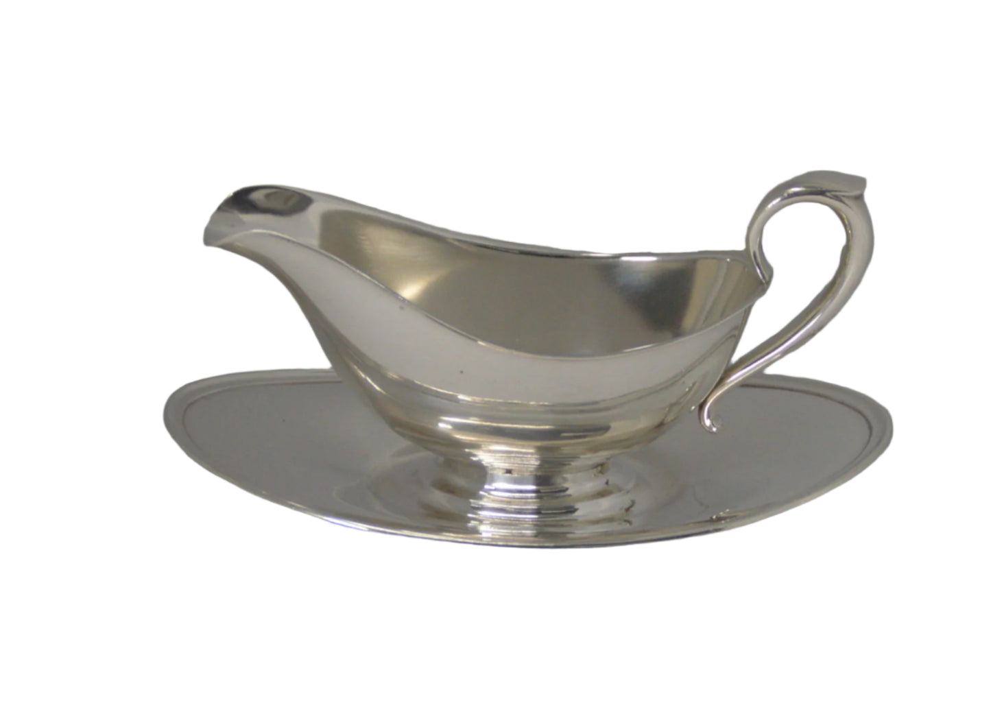 Vintage silver-plated Gravy Boat with attached tray By: Gorham Y430
