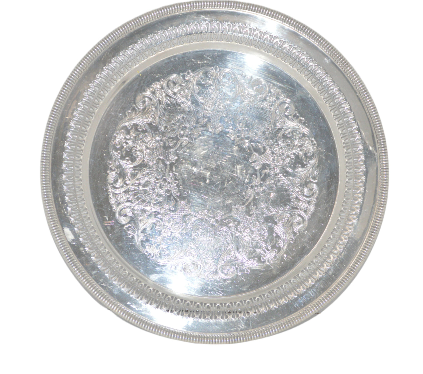 Silver-plated Vintage round Tray by W. Rogers MFG Co 12 1/4 " wide