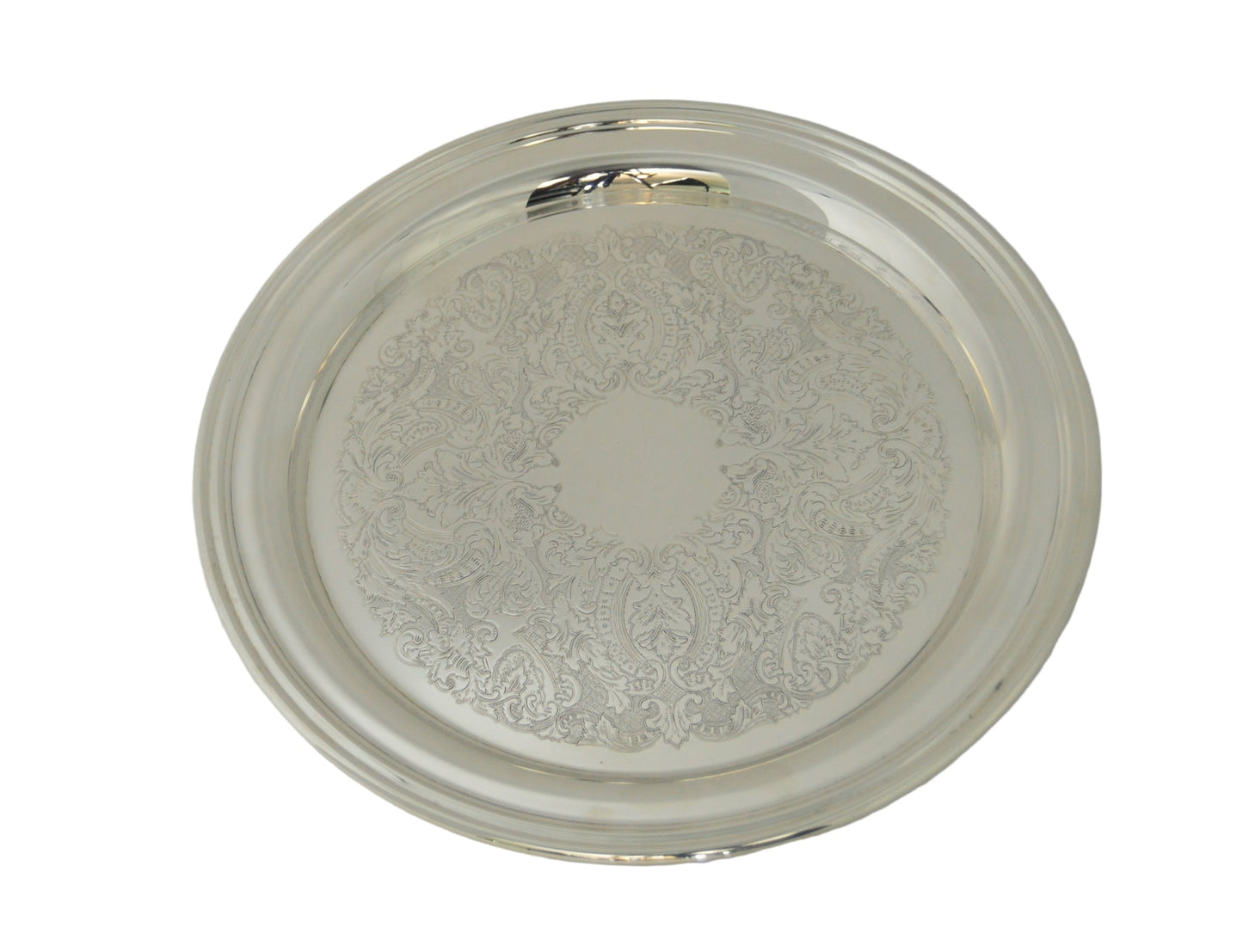 Vintage silver-plated round Tray measuring12 1/4" wide very good condition (pre-owned) by; Oneida