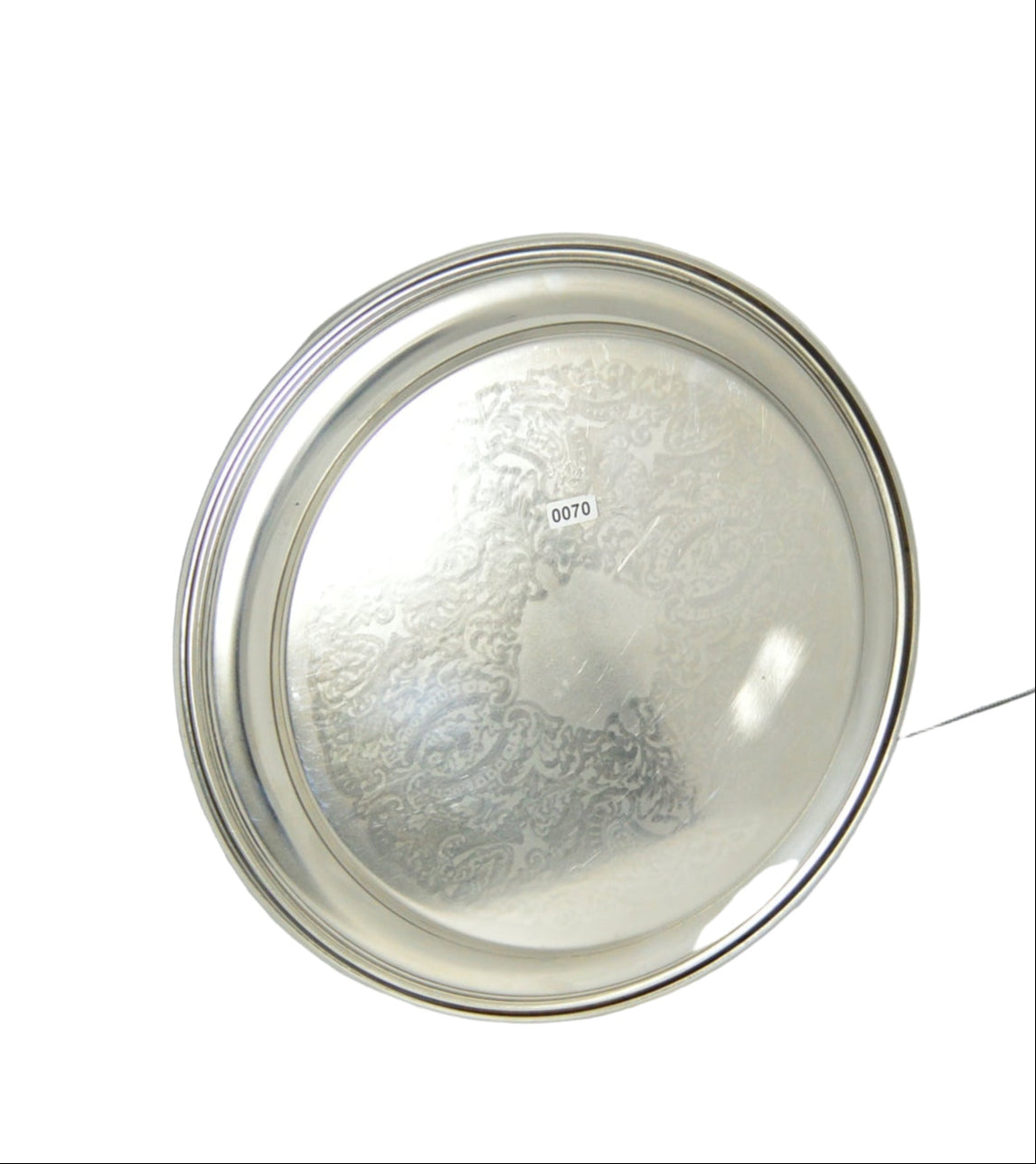 Vintage silver-plated round Tray measuring12 1/4" wide very good condition (pre-owned) by; Oneida