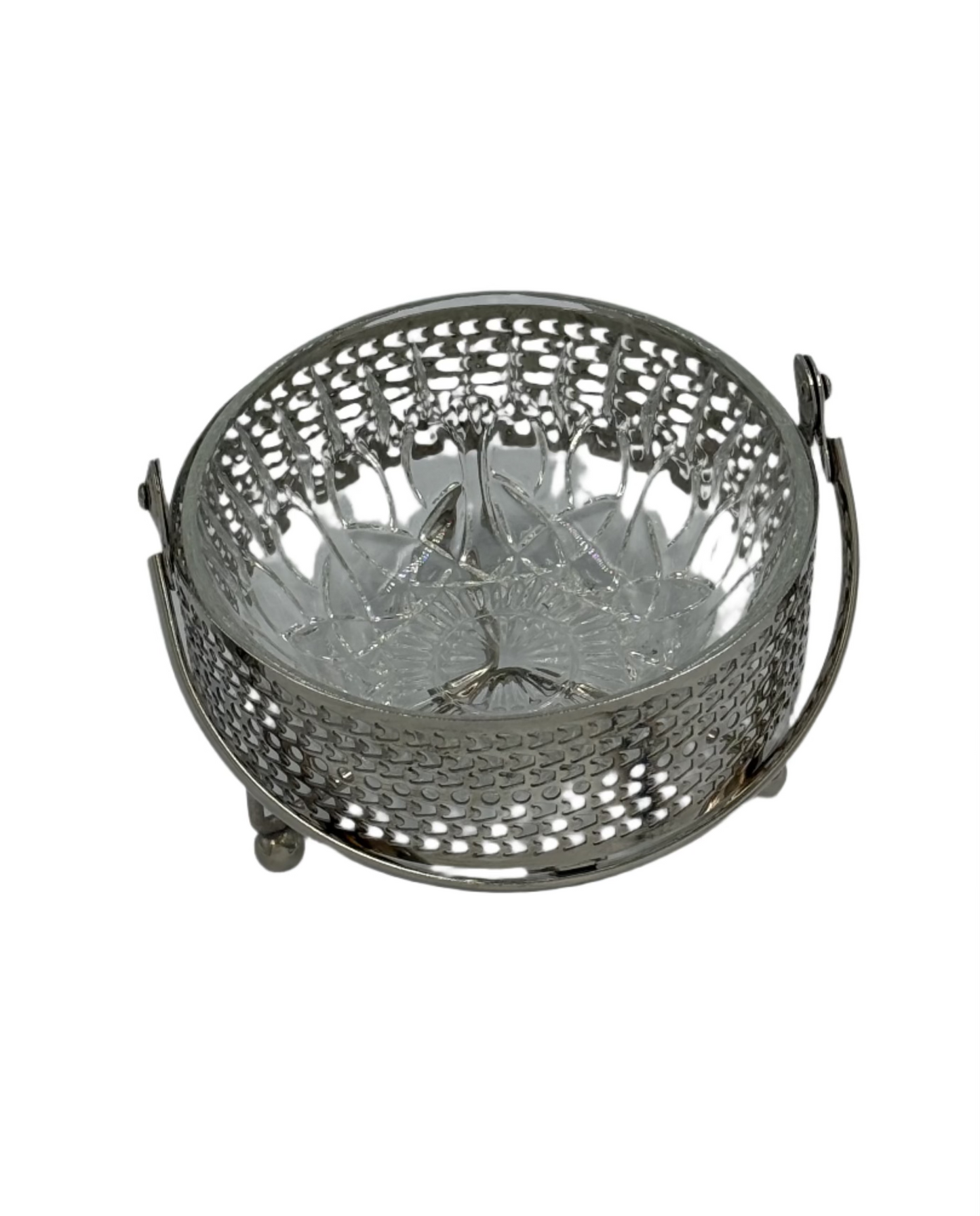 Silver plated stand with glass bowl unmarked