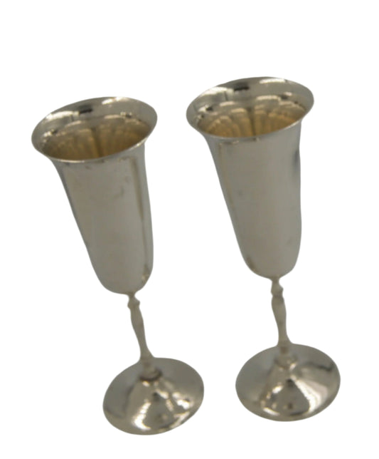 Vintage silver plated hand made wine Goblets set of 2 by International Siver Co.
