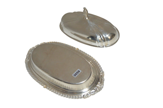Vintage silver-plated Butter Dish, very good condition, with glass plate for bottom