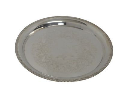 Vintage silver plated (pre-owned) 12"round serving tray By Castifton International silver # 671
