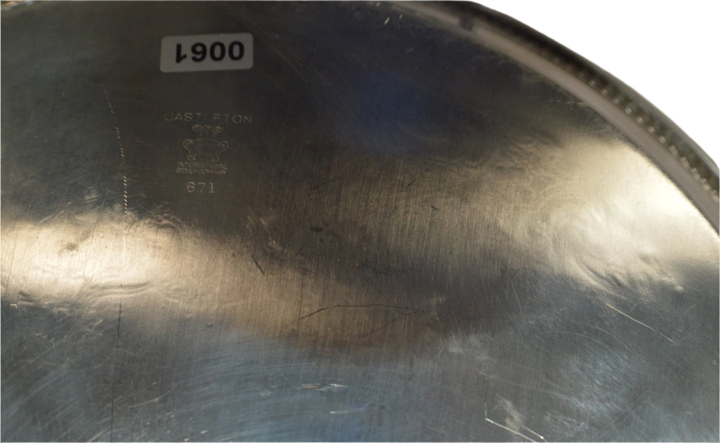 Vintage silver plated (pre-owned) 12"round serving tray By Castifton International silver # 671