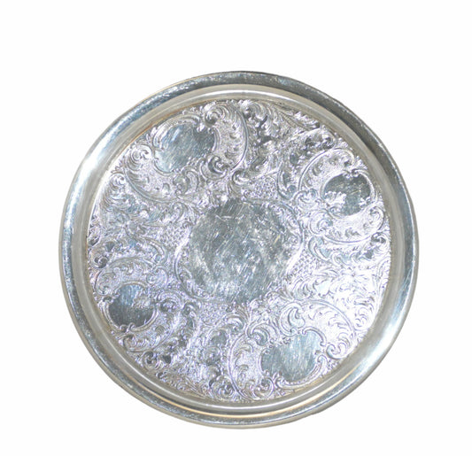 Vintage silver-plated round tray 11 1/2"  by Gotham on cooper, pre-owned