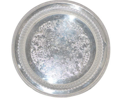Silver-plated Vintage round Tray by W. Rogers MFG Co 12 1/4 " wide