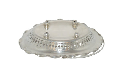 Vintage silver plated (pre-owned) bread basket with handle (unmarked)