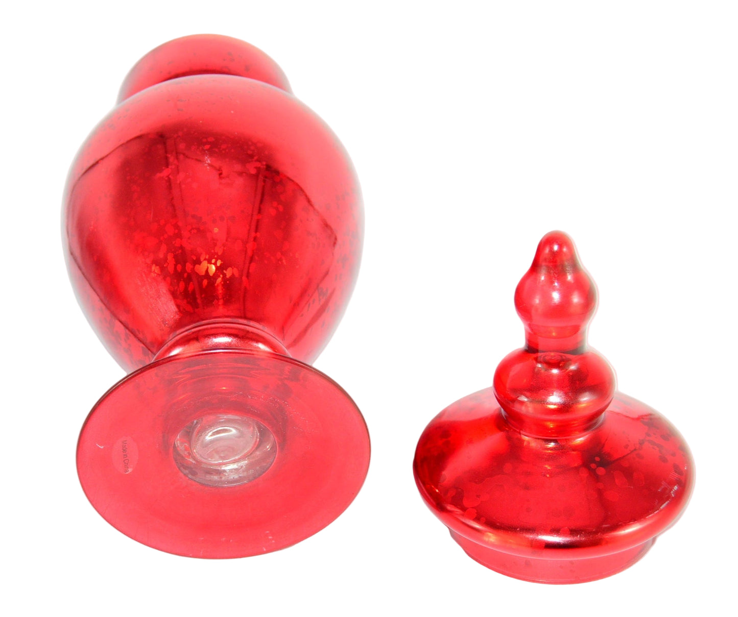 Glass Vase with lid very good condition height 16 1/2 high with lid and 11 3/4 without lid