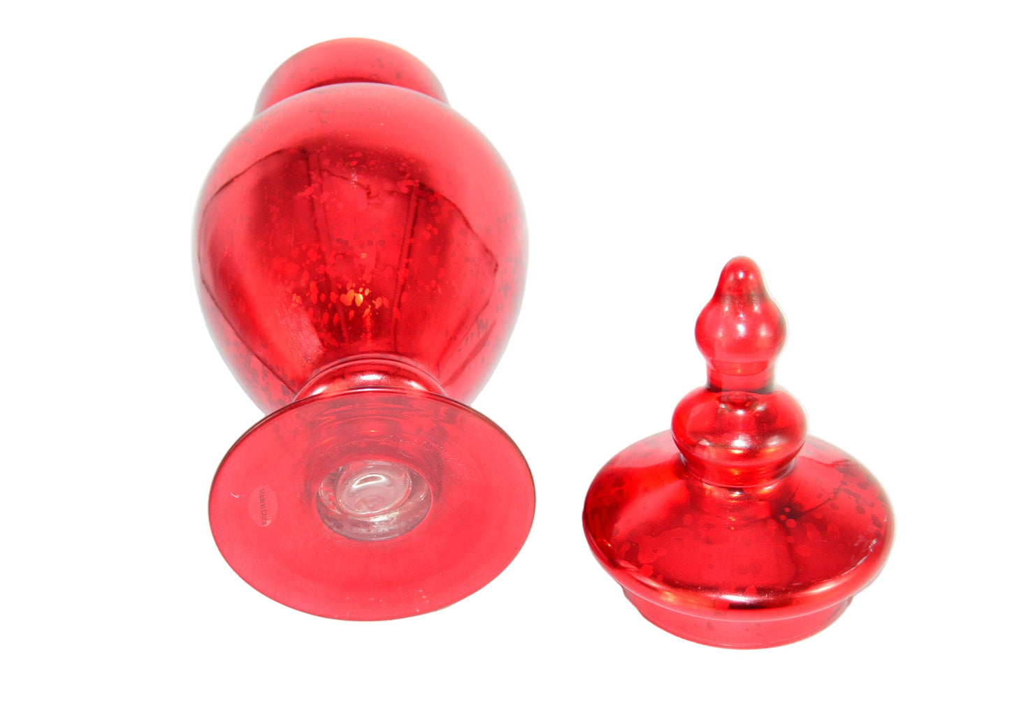 Glass Vase with lid very good condition height 16 1/2 high with lid and 11 3/4 without lid
