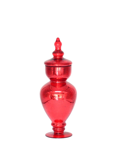 Glass Vase with lid very good condition height 16 1/2 high with lid and 11 3/4 without lid