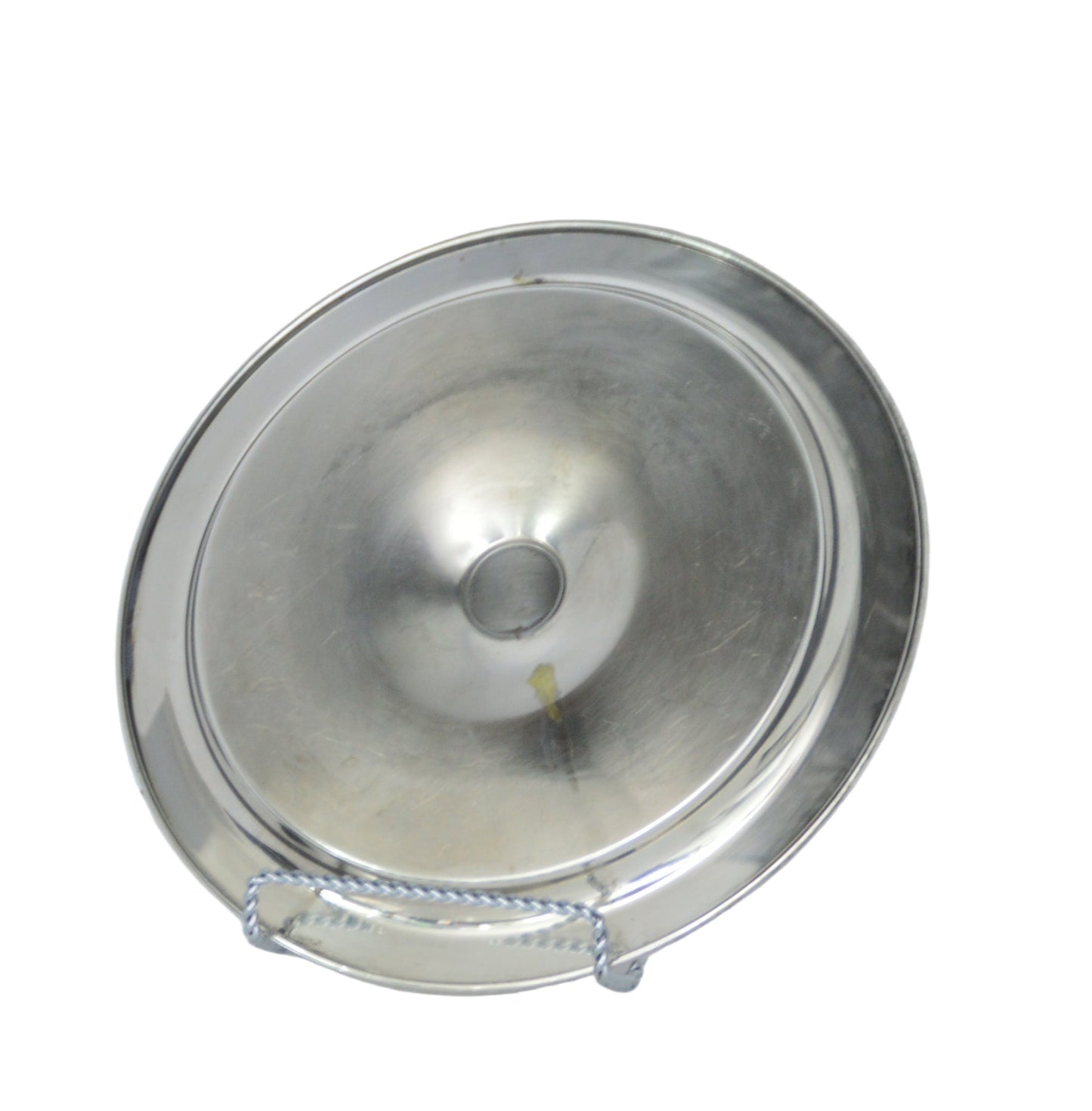 Vintaqe silver-plated bowl and platter attached (Unmarked) pre-owned bowel measure 2 3/4 deep and 5" round the platter is 12 1/4" wide