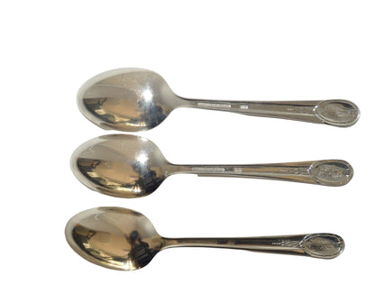Vintage silver-plated presidential Spoons set of 3, Thomas Jefferson, John Adams and Robert F. Kennedy