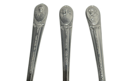 Vintage silver-plated presidential Spoons set of 3, Thomas Jefferson, John Adams and Robert F. Kennedy