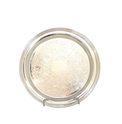 Vintage silver-plated round Tray measuring12 1/4" wide very good condition (pre-owned) by; Oneida