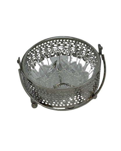 Silver plated stand with glass bowl unmarked