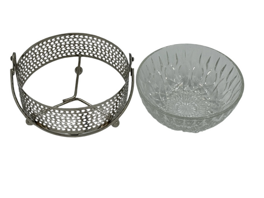 Silver plated stand with glass bowl unmarked