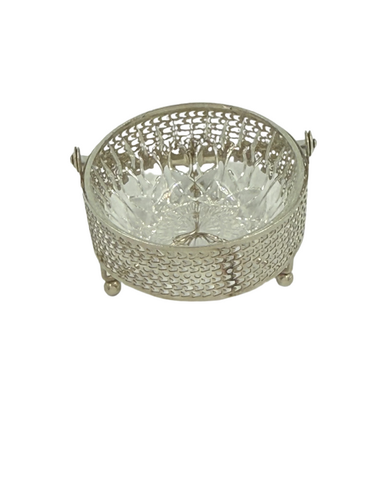 Silver plated stand with glass bowl unmarked